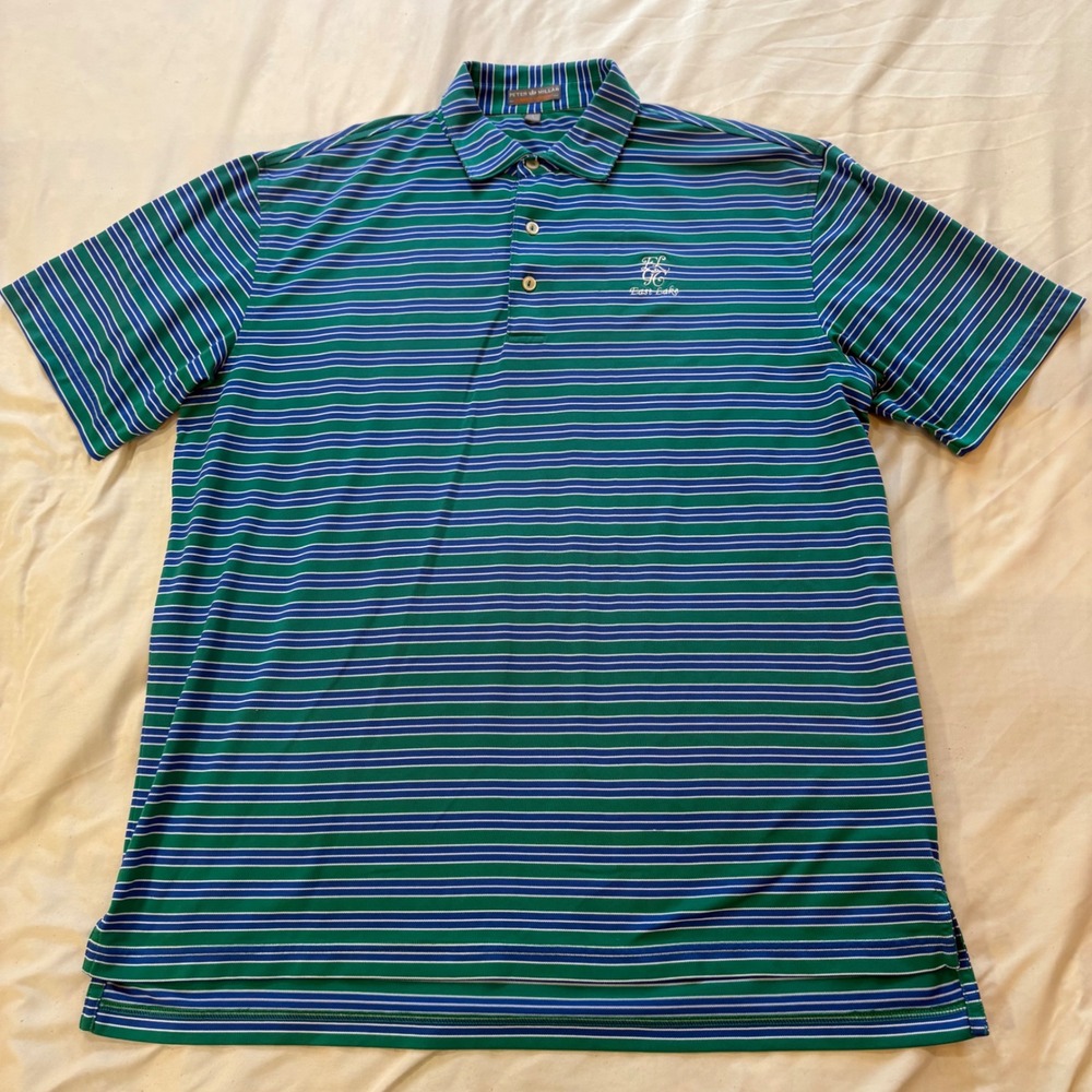 Peter Millar Summer Comfort Golf Polo Shirt Striped‎ East Lake Mens L